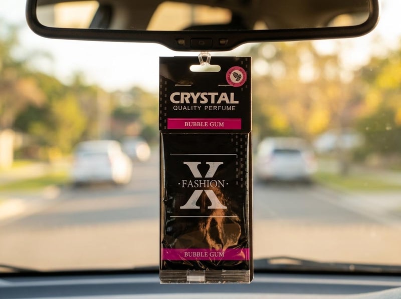 Crystal Hanging Paper Air Freshener Card, Natural Pulp Perfume Pendant for Vehicle Rearview Mirror, Home Closet, Office, Small Space Odor Management, BUBBLE GUM - Image 2