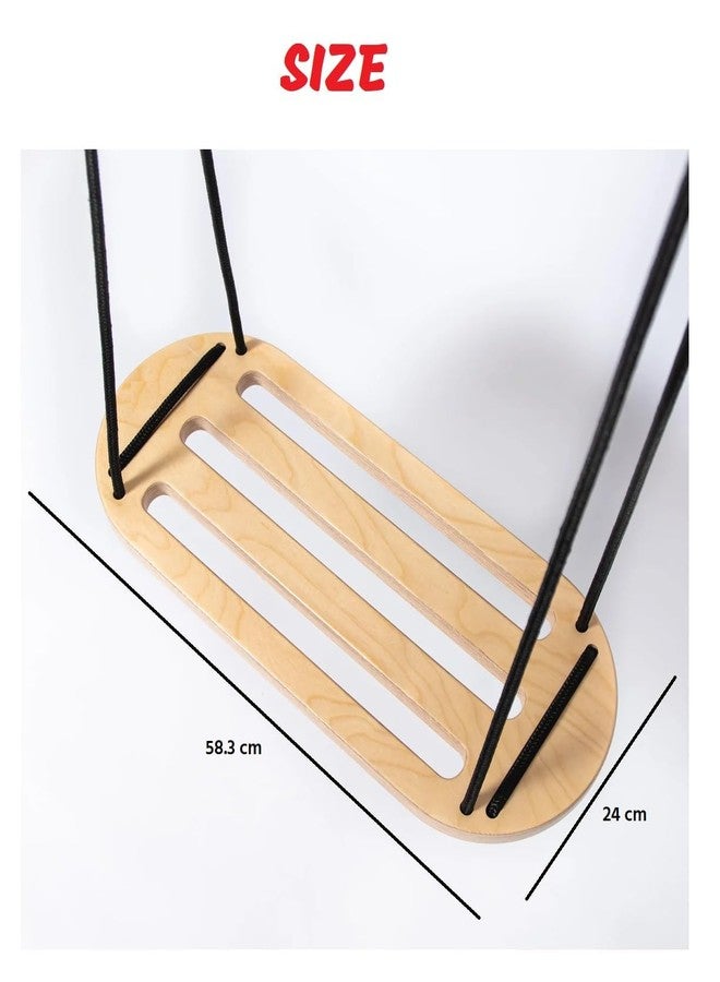 Vibevessel Premium Wooden Swing Seat for Adults & Kids | Indoor & Outdoor Use | Strong Rope | Natural Finish | Hanging Jhula for Balcony/Garden Accessory Suitable Weight 35 kg and Age 2 to 12 Years - Image 2