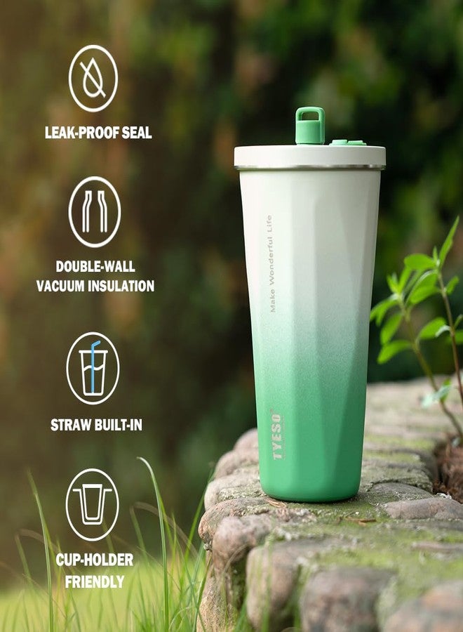 TYESO Stainless Steel Tumbler with straw inside Stainless steel wide-mouth vacuum insulation home office outdoor multi-color thermal insulation and cold insulation cover with 20oz (Mocha) - Image 4