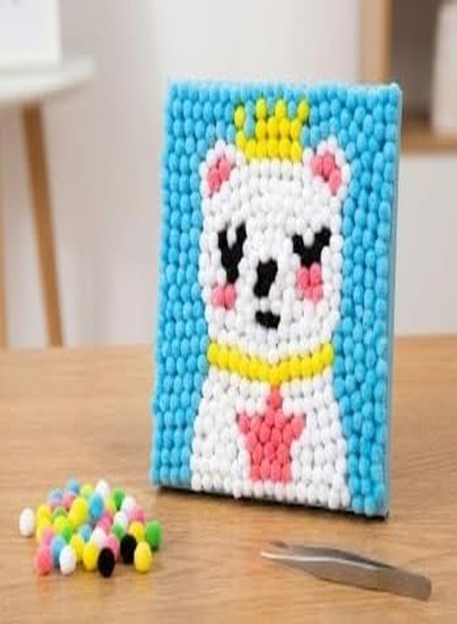 53 Arts DIY 3D Hair Ball Pom-Pom Art Kit for Kids – Cute Animal Design Craft Set with Colorful Pom-Poms, Glue & Templates - Image 1
