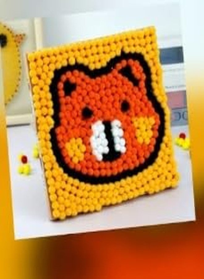 53 Arts DIY 3D Hair Ball Pom-Pom Art Kit for Kids – Cute Animal Design Craft Set with Colorful Pom-Poms, Glue & Templates - Image 2