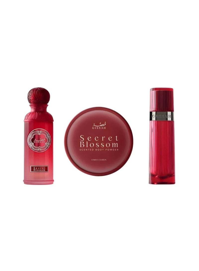 Gissah Secret Blossom Gift Set for Women – Eau de Parfum + Body Mist + Scented Body Powder – Luxury Floral Sweet Fragrance Set - Image 2