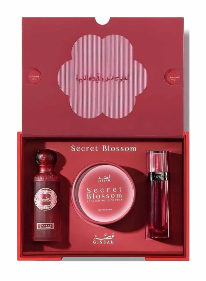 Gissah Secret Blossom Gift Set for Women – Eau de Parfum + Body Mist + Scented Body Powder – Luxury Floral Sweet Fragrance Set - Image 3