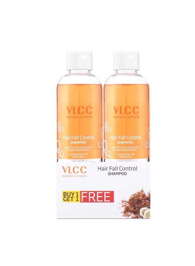 VLCC Hair Fall Control Shampoo - B1G1-350ml X 2 (700ml) | Stronger, Thicker Hair. Helps Control Hair Fall | Hair Fall Shampoo | Improved Scalp Health with Khus & Coconut Oil. - Image 1