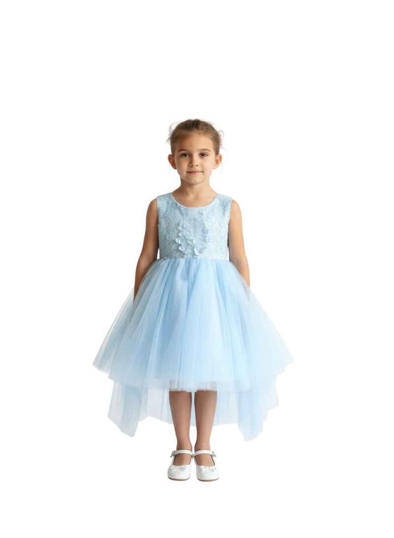D'Daniela Blue Blossom High-Low Tulle Party Dress - Image 1