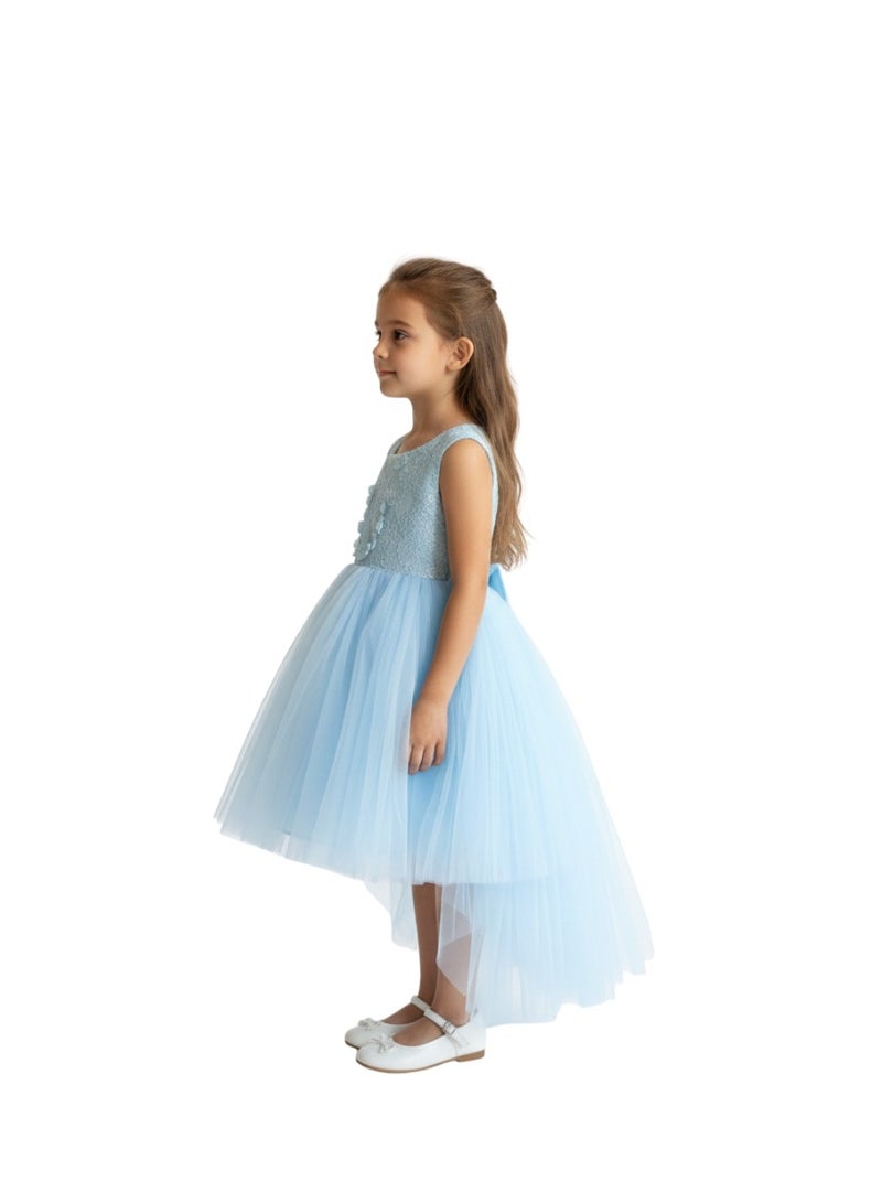 D'Daniela Blue Blossom High-Low Tulle Party Dress - Image 2