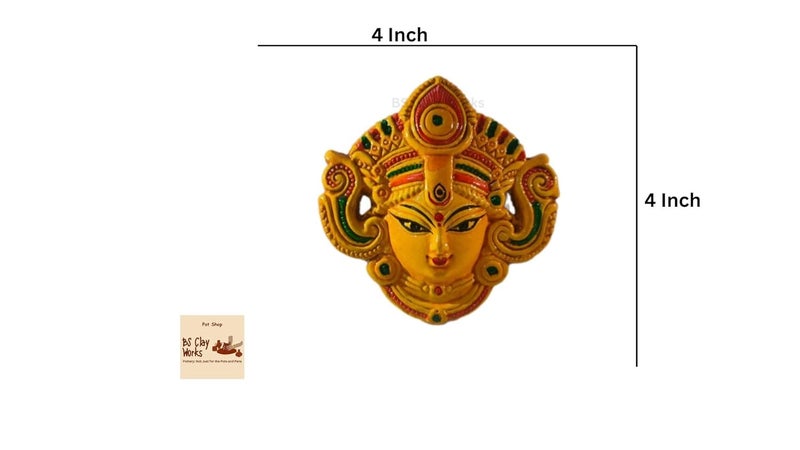 Handcrafted Clay Devi Face Wall Decor - Divine Feminine Elegance - 2 Piece  - Image 4