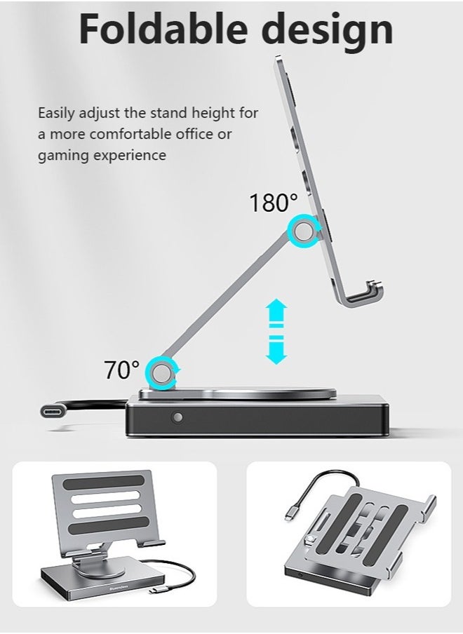 Quality Tablet Stand, Adjustable Foldable 9-in-1 USB C Hub 4K@60HZ HDMI USB 3.0 PD 100W 3.5mm Audio SD/TF Card Reader, 360°Rotatable Tablets Holder for Tablets,iPad,Etc - pzsku/ZB39358FA6DD628596B9DZ/45/_/1717349521/31363de2-1c26-4341-9606-acab7b5ade56