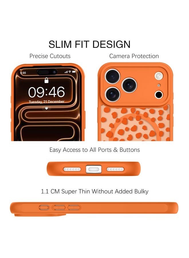 TEAUGHT Compatible with iPhone 17 Pro Max Case Support for MagSafe Cute Pattern Speck Spot Camera Protection Matte Skin-Touch Cover for Girls Women -Orange - Image 2