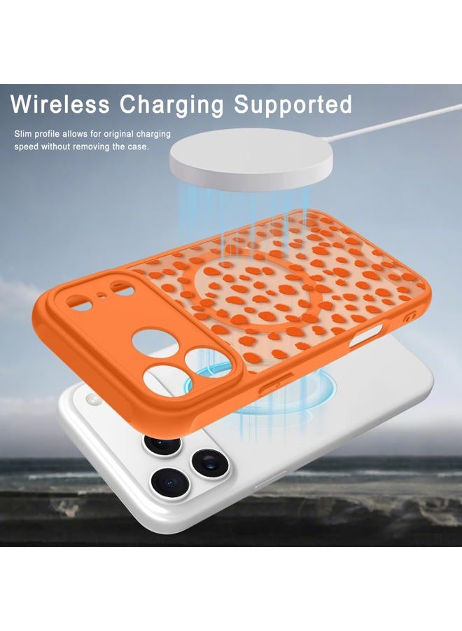 TEAUGHT Compatible with iPhone 17 Pro Max Case Support for MagSafe Cute Pattern Speck Spot Camera Protection Matte Skin-Touch Cover for Girls Women -Orange - Image 4
