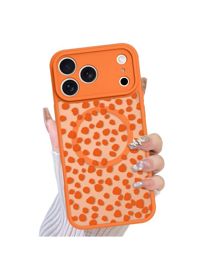 TEAUGHT Compatible with iPhone 17 Pro Max Case Support for MagSafe Cute Pattern Speck Spot Camera Protection Matte Skin-Touch Cover for Girls Women -Orange - Image 1