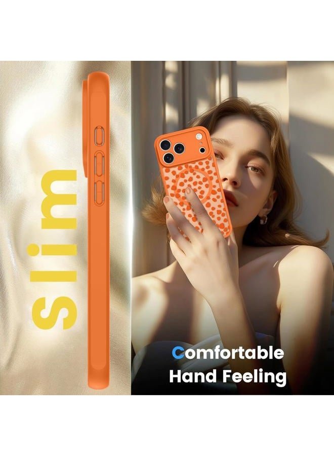 TEAUGHT Compatible with iPhone 17 Pro Max Case Support for MagSafe Cute Pattern Speck Spot Camera Protection Matte Skin-Touch Cover for Girls Women -Orange - Image 5