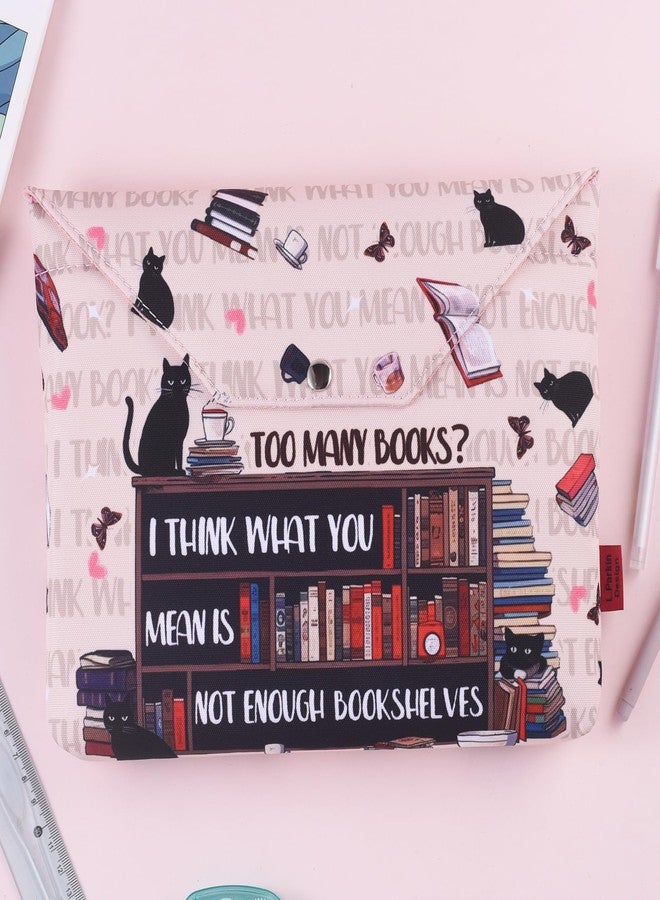 LParkin Book Cover with Zipper and Front Pocket, Book Cover Fabric for Book Lovers, 11 x 9 Inch, Waterproof Book Cover - Image 4