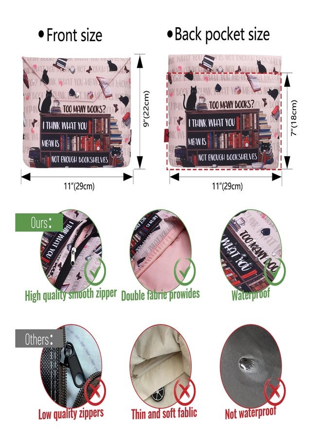 LParkin Book Cover with Zipper and Front Pocket, Book Cover Fabric for Book Lovers, 11 x 9 Inch, Waterproof Book Cover - Image 2