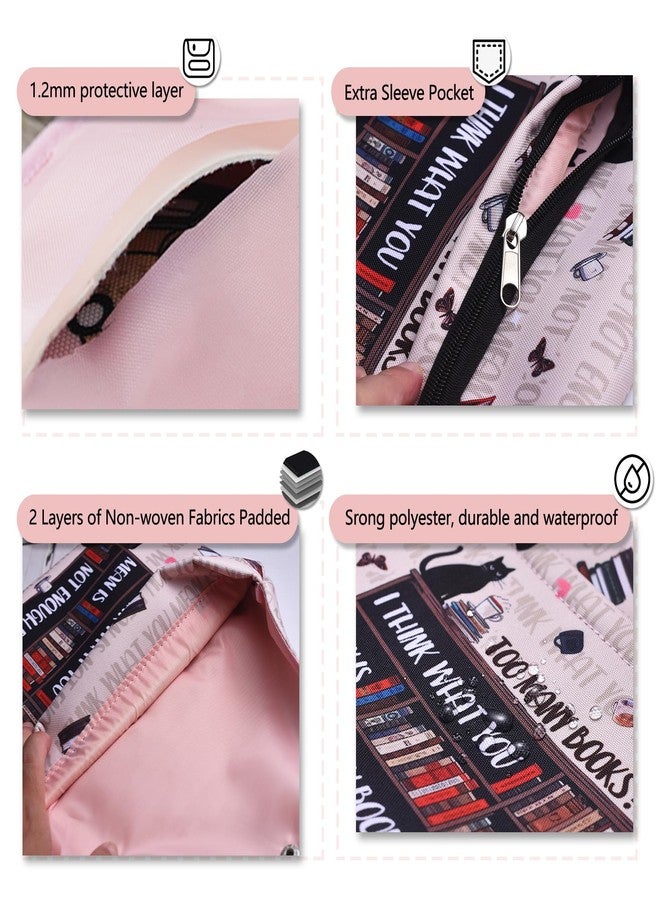 LParkin Book Cover with Zipper and Front Pocket, Book Cover Fabric for Book Lovers, 11 x 9 Inch, Waterproof Book Cover - Image 3