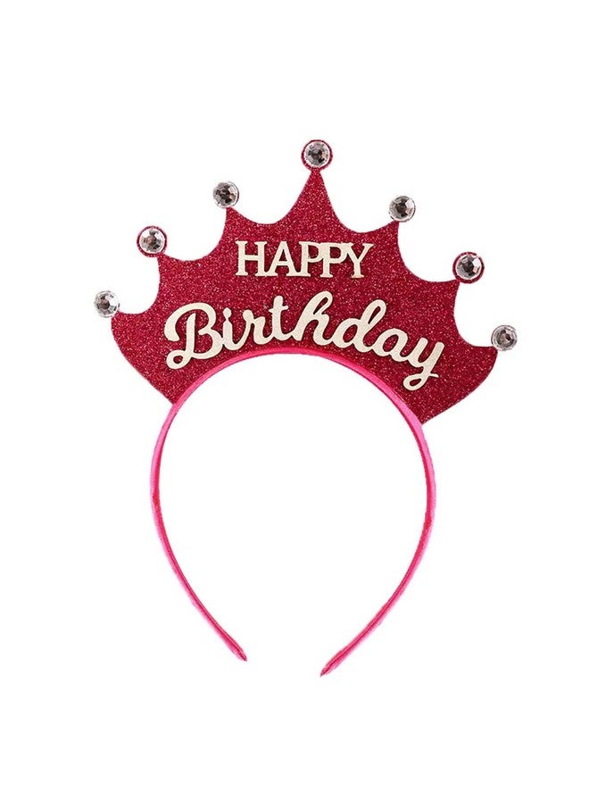 Dzrige Birthday Crown Headbandhappy Birthday Headdresspink Princess Rhinestone Birthday Hair Accessories For Women Girls Sweet Happy Birthday Decorations Supplies - Image 1