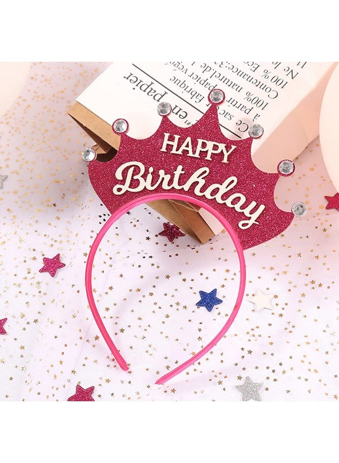 Dzrige Birthday Crown Headbandhappy Birthday Headdresspink Princess Rhinestone Birthday Hair Accessories For Women Girls Sweet Happy Birthday Decorations Supplies - Image 2