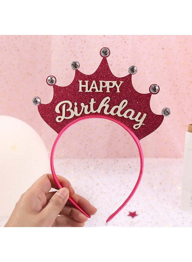 Dzrige Birthday Crown Headbandhappy Birthday Headdresspink Princess Rhinestone Birthday Hair Accessories For Women Girls Sweet Happy Birthday Decorations Supplies - Image 3