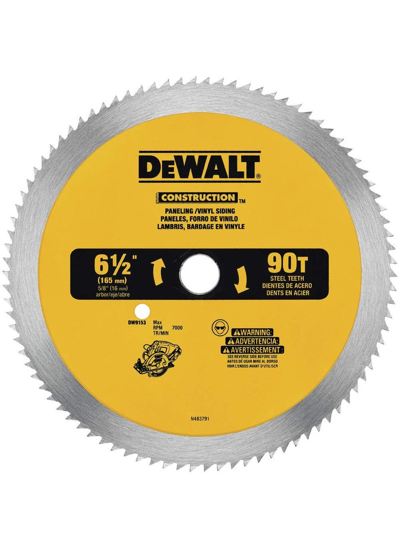 DEWALT DEWALT Circular Saw Blade, 6 1/2 Inch, 90 Tooth, Vinyl Cutting (DW9153) 