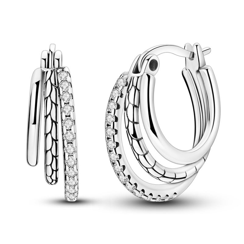 Parmuz 925 Sterling Silver Huggie Hoop Earrings Star Moon Butterfly Posts Thick Chunky Hoops for Women Small Tiny cuff Cubic Zirconia Snake Heart Earring - Image 1