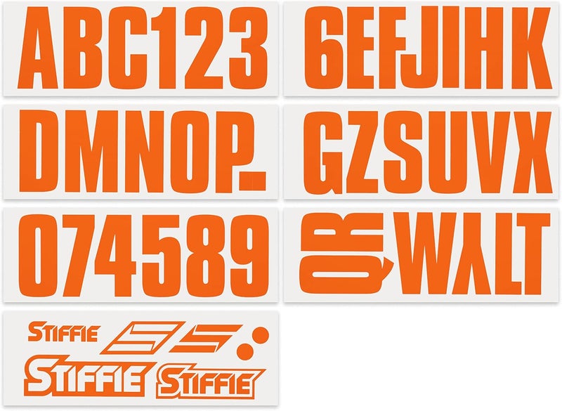 Stiffie ملصقات وأرقام تعريف تسجيل أبجدية رقمية مقاس 3 بوصات من Stiffie Uniline باللون البرتقالي للقوارب والمركبات المائية الشخصية - Image 3
