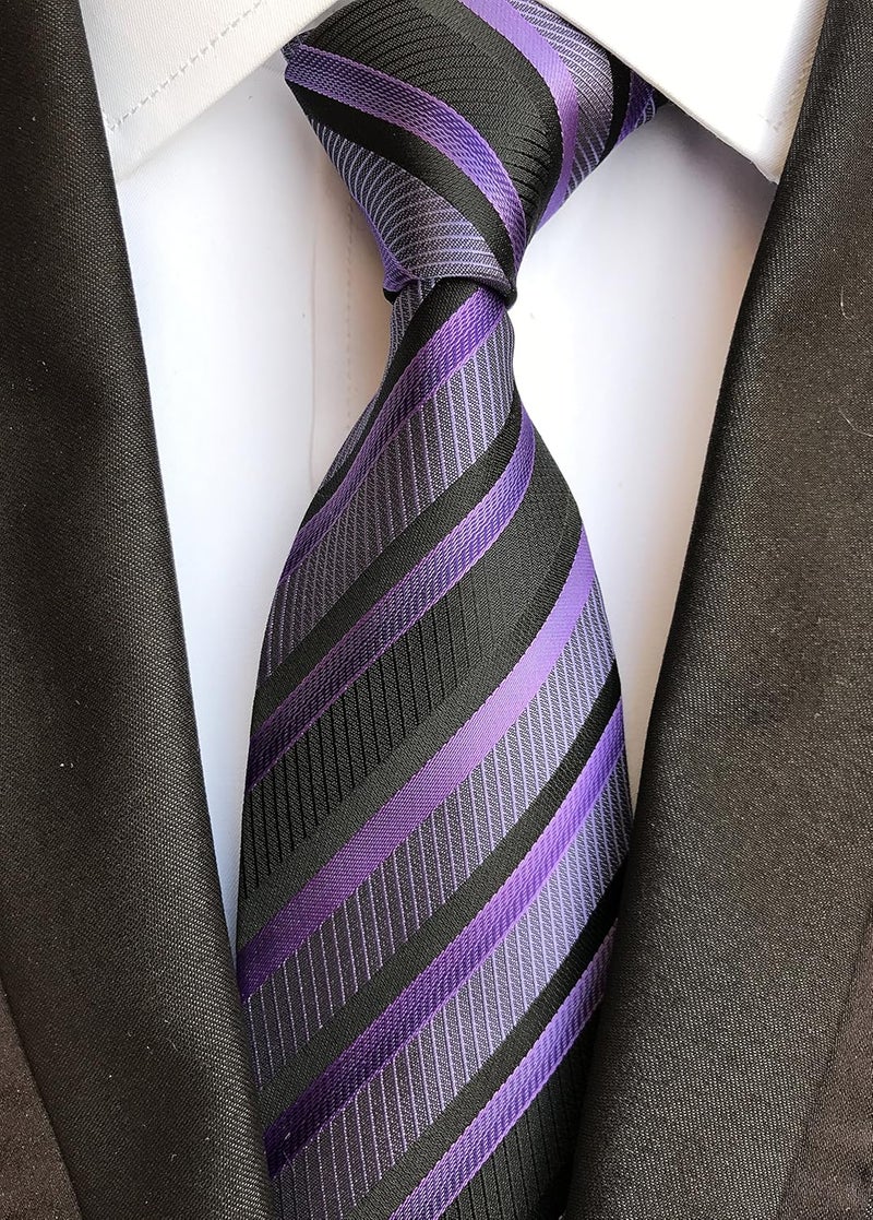 Secdtie Men's Classic Stripe Jacquard Woven Silk Tie Formal Party Suit Necktie - Image 2