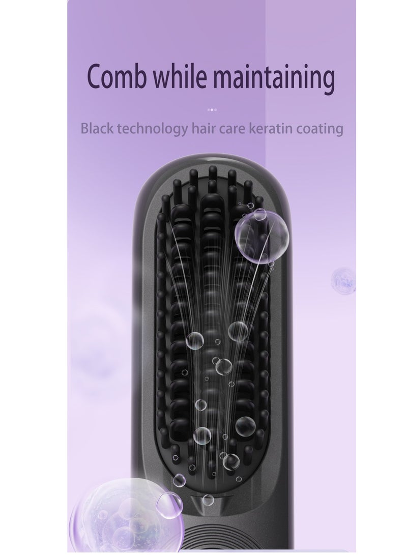 Hair Straightener Brush Heated Straightening Brush: Negative Ion Hot Hair Brush and hair care with keratin coating for Smooth Frizz-Free Women Hair - Ceramic Flat Iron Brush - Dual Voltage Anti-Scald Fast Heating - Image 5