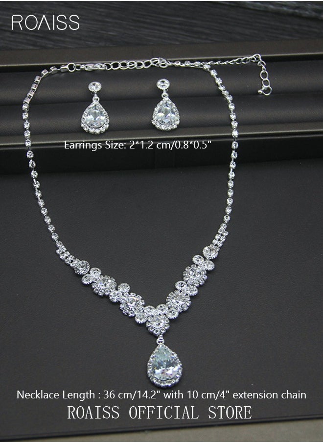 3Pcs Crystal Rhinestone Jewelry Set Stylish Elegant Water-drop Pendant Necklace Zircon Earrings Minimalist Gift for Women Ladies Mother Wife Wedding Party Sliver - pzsku/ZB393AB661704BB636308Z/45/_/1728551868/42b1a950-6ff5-4bd3-b513-efa6413caf8d