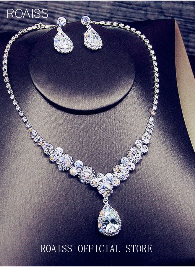 3Pcs Crystal Rhinestone Jewelry Set Stylish Elegant Water-drop Pendant Necklace Zircon Earrings Minimalist Gift for Women Ladies Mother Wife Wedding Party Sliver - pzsku/ZB393AB661704BB636308Z/45/_/1728551870/6e061a54-2a87-4956-823c-6108f44da164