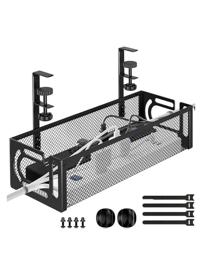 erorex Under Desk Cable Management Tray,  Cable Organizer, Cable Management Box, Cord Organizer for Desk, Under Desk Storage for Office Home - No Drill to Desk Cable Raceway - Image 1
