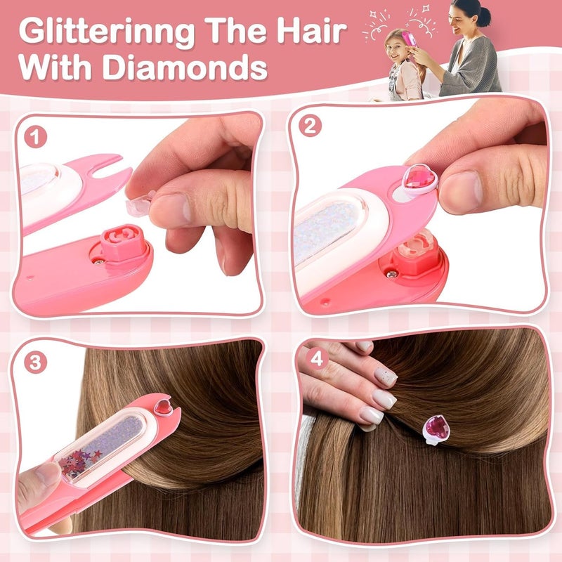 Soofam Hair Gem Stamper Kit with Reusable Shining Diamonds for Girls - Image 3