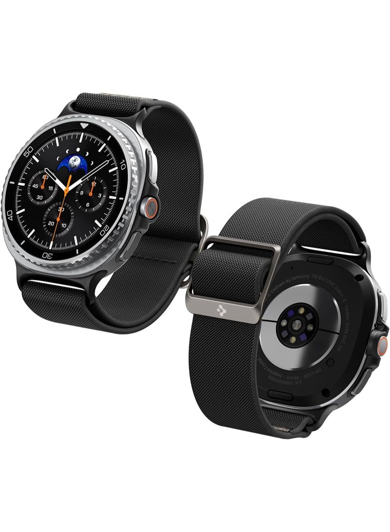Spigen Lite Fit for Galaxy Watch 8 series Compatible with Samsung Galaxy Watch 8 Classic 46mm, Galaxy Watch8 44/40mm (2025) Nylon Solo Loop Band Strap - Black - Image 1