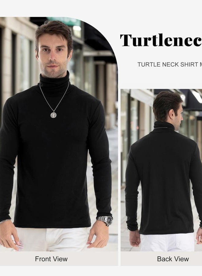 LONGBIDA Men Slim Fit Lightweight Long Sleeve Pullover Top Turtleneck T-Shirt, Black, 3X-Large - Image 5