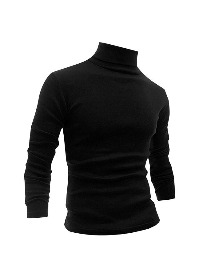 LONGBIDA Men Slim Fit Lightweight Long Sleeve Pullover Top Turtleneck T-Shirt, Black, 3X-Large - Image 1