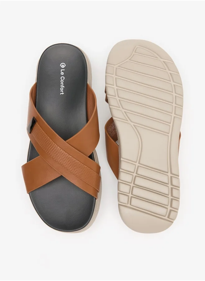 Le Confort Men Cross Strap Slip-On Sandals
