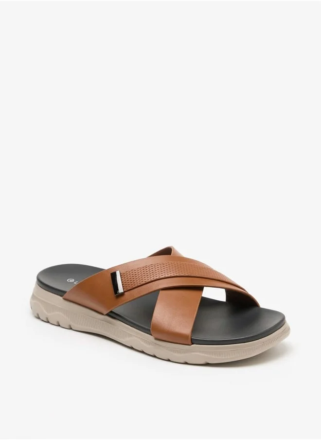 لو كونفورت Men Cross Strap Slip-On Sandals