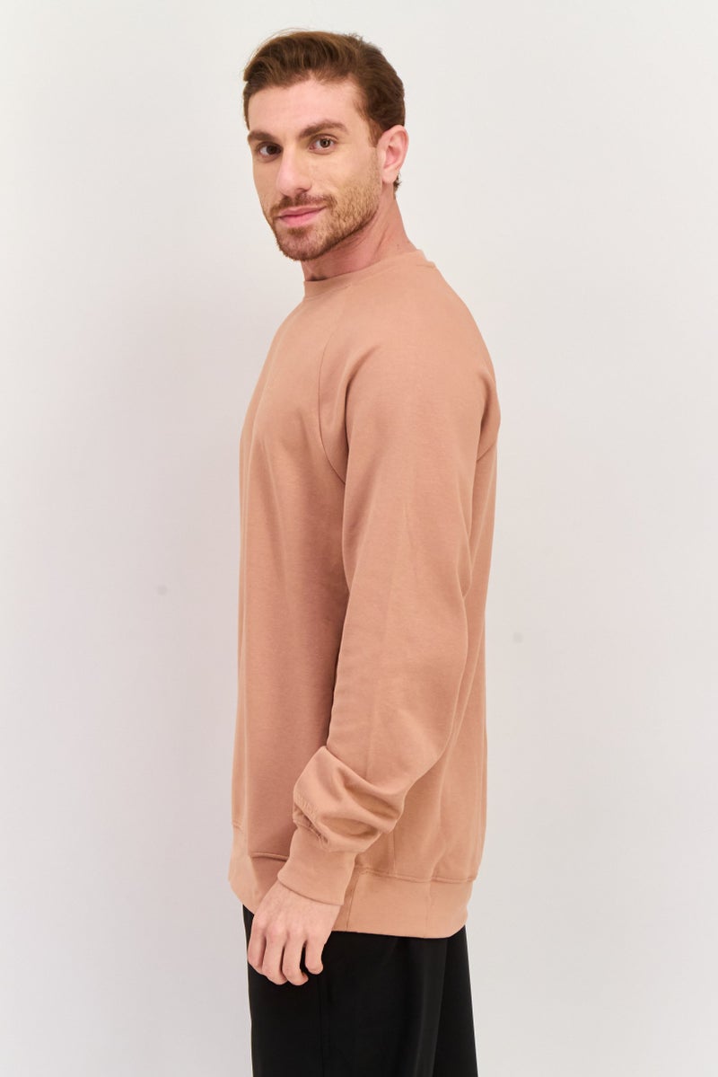 Hurley Men Crew Neck Long Sleeve Embroidered Logo Sweatshirt, Coral - Image 2