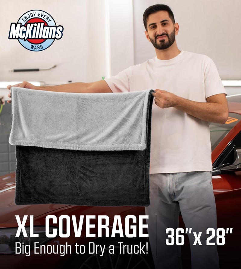 McKillansÂ® Extra Large Dual-Color Car Drying Towel XL - Edgeless & Ultra Soft & Absorbent - 36" x 28" - 1200 GSM Twisted Loop Microfiber Towel for Cars - Drying Towel Car Detailing - Car Wash Towels - Image 4