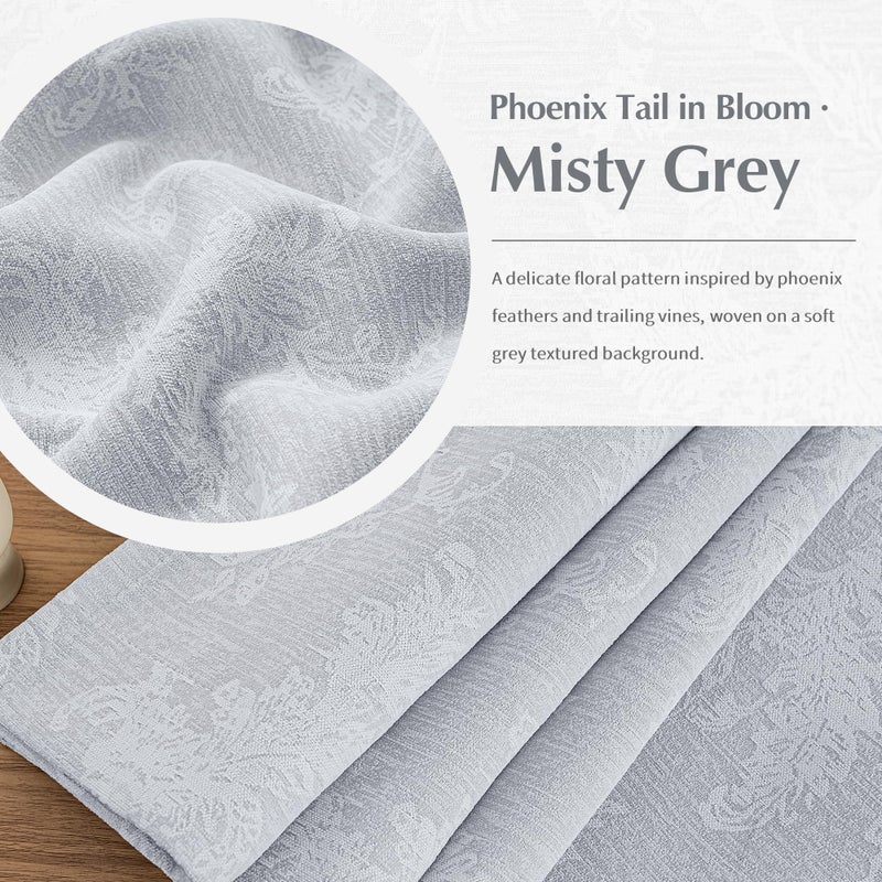 FMFUNCTEX Grey Floral Jacquard Blackout Curtains 84 Inches Long for Bedroom, Scroll Flower Chenille Farmhouse Curtains for Living Room Darkening Thermal Insulated Grommet Window Drapes 2 Panels - Image 4