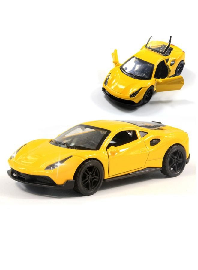 1:36 Alloy Sports Car Model , Pull-Back Toy Car , Model Car for Kids Boy Girl Gift , Collectible Display ,Yellow - Image 3