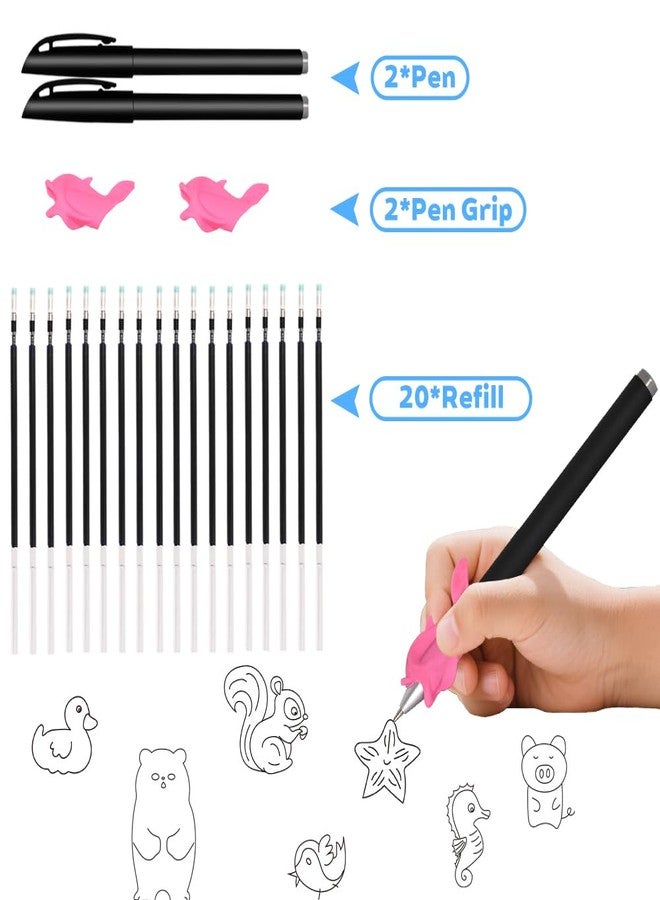 PEOCEFOY Magic Pens & Refills for Grooved Handwriting Workbooks,Disappearing Ink Pens for Handwriting Book,Magic Ink Pen for Grooved Handwriting Practice for Kids or Grooved Writing Books 3-5 - Image 3