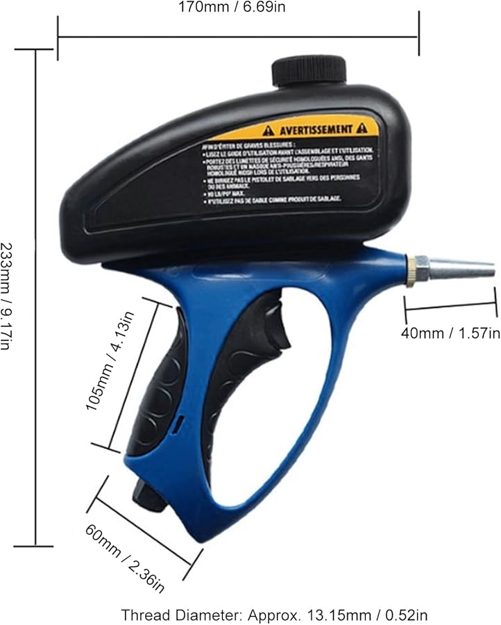 Pneumatic Air Sandblasting Gun Hand Held Spray Tool For Removing Paint Rust And Grime - Image 3