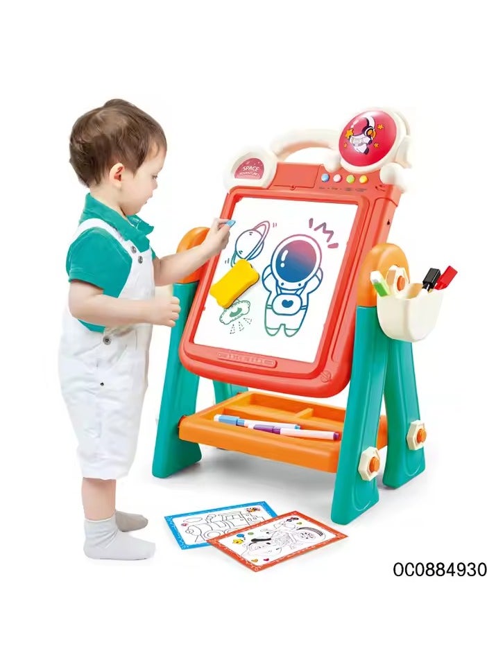 Whynot 2-in-1 Double-Sided Drawing Board & Brick Puzzle Game with Music and Stories for Kids (Green/Red)  - Image 1
