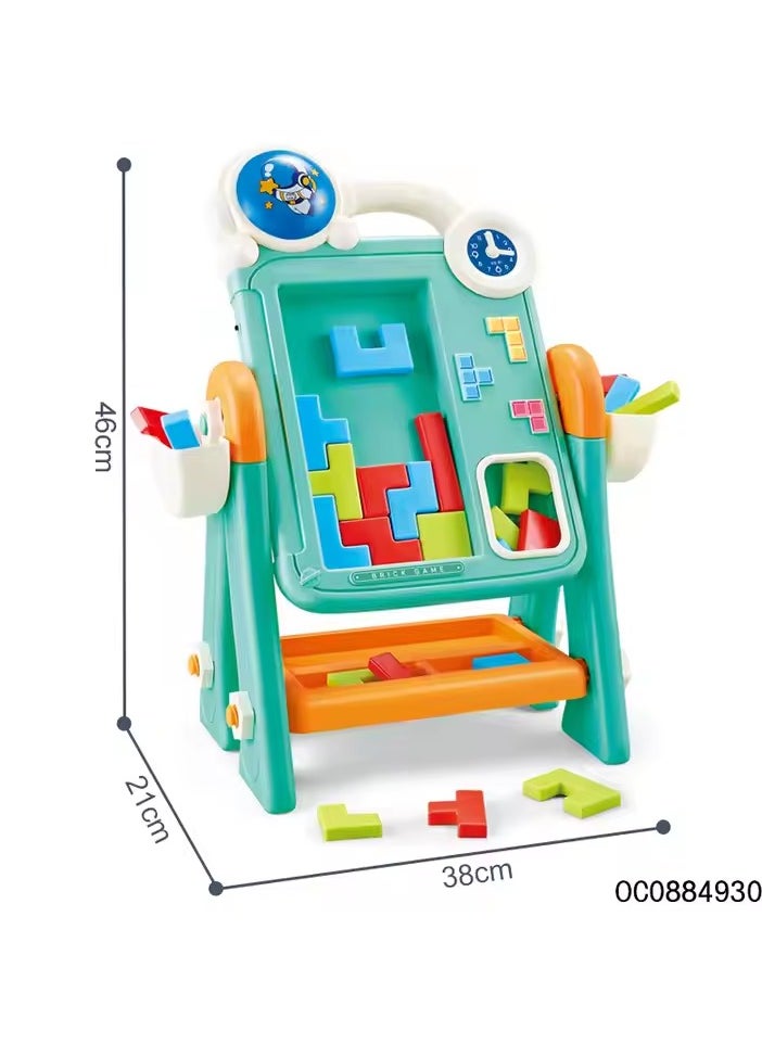 Whynot 2-in-1 Double-Sided Drawing Board & Brick Puzzle Game with Music and Stories for Kids (Green/Red)  - Image 3