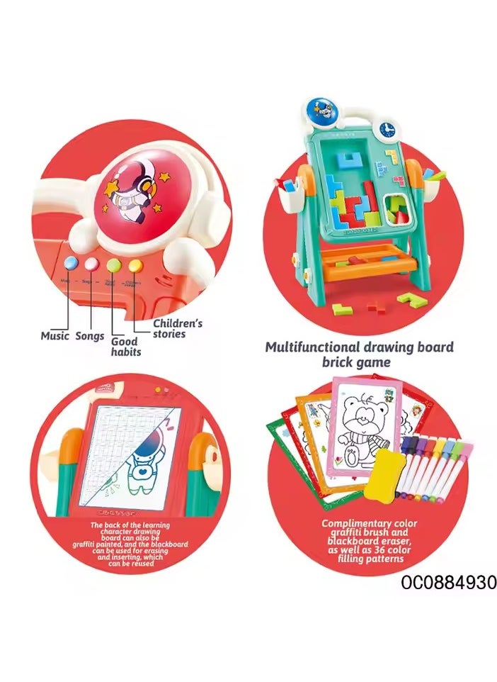 Whynot 2-in-1 Double-Sided Drawing Board & Brick Puzzle Game with Music and Stories for Kids (Green/Red)  - Image 5