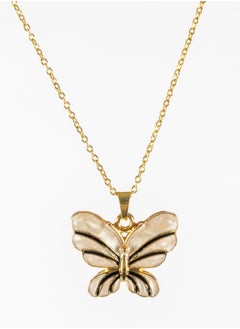 Stainless Steel Neckalce Gold with a White Butterfly Pendant