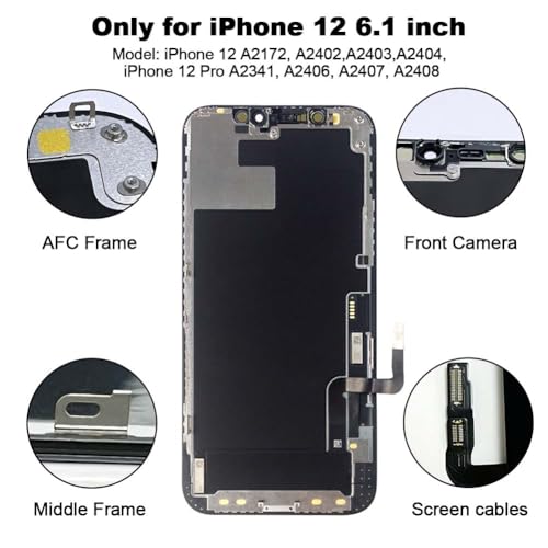 EFAITHFIX for iPhone 12/12 PRO Screen Replacement 6.1 Inch 3D Touch LCD Screen Display Full HD Digitizer Frame Assembly for 12/12 Pro with Repair Tools Screen Protector Waterproof Adhesive Sticker - Image 3