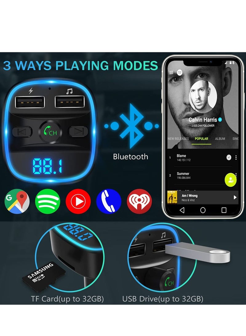 Generic Bluetooth FM Transmitter Wireless Radio Adapter Car Kit with Dual USB Charging Car Charger MP3 Player Support TF Card & USB Disk  - Image 2