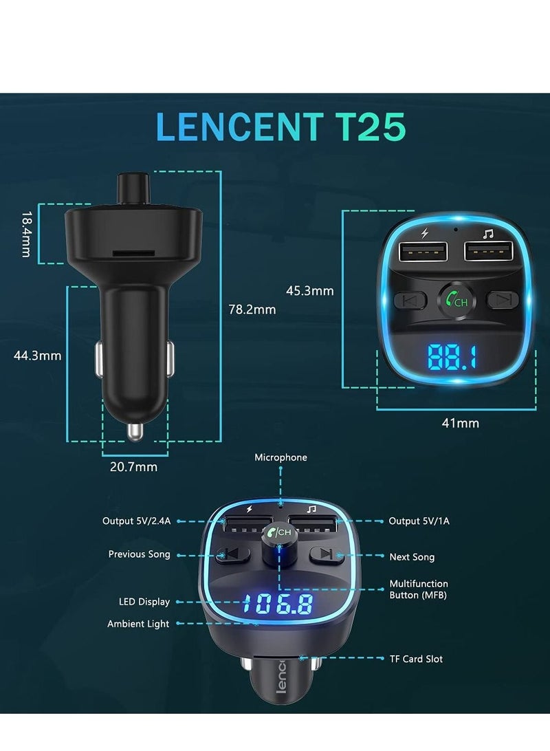 Generic Bluetooth FM Transmitter Wireless Radio Adapter Car Kit with Dual USB Charging Car Charger MP3 Player Support TF Card & USB Disk  - Image 5