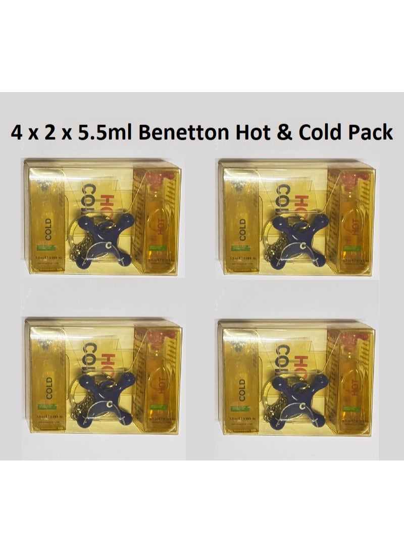 Benetton HOT & COLD 4 x ( 2x 5ml Min Set with Key chain)  pack Original Rare - Image 1